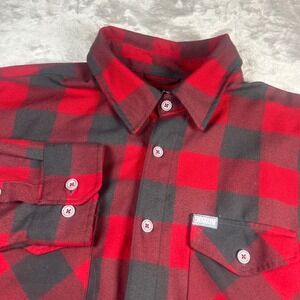 Dixxon Men's XL Adult Flannel Shirt Red Grey Buffalo Plaid D-Tech Button Down